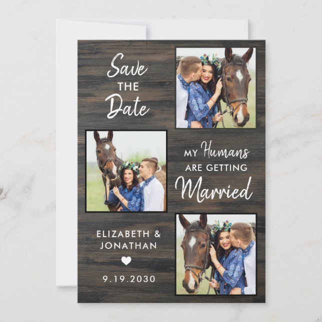 Save The Date Rustique Mariage Personnalisé Animaux de compagnie (Devant)