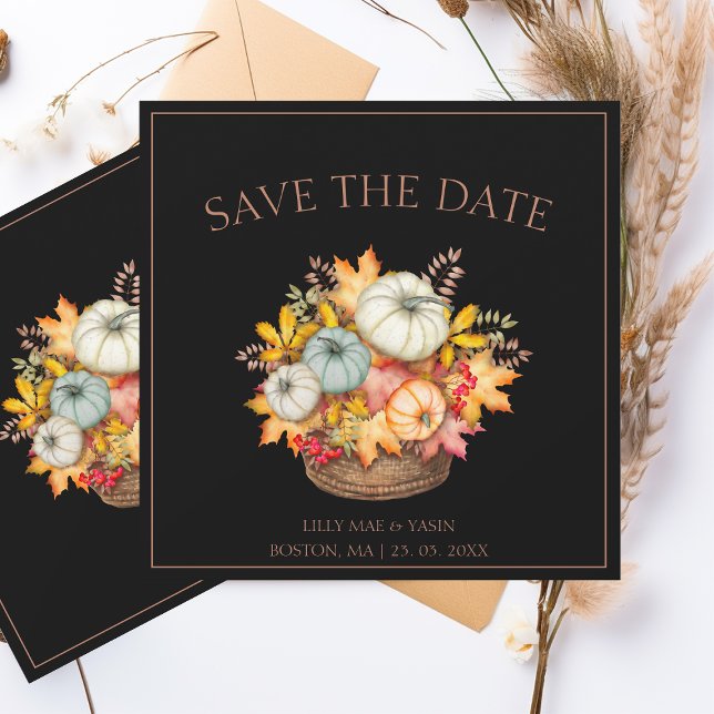 Save The Date Rustique Noir Automne Citrouille Mariage d'automne (Créateur téléchargé)