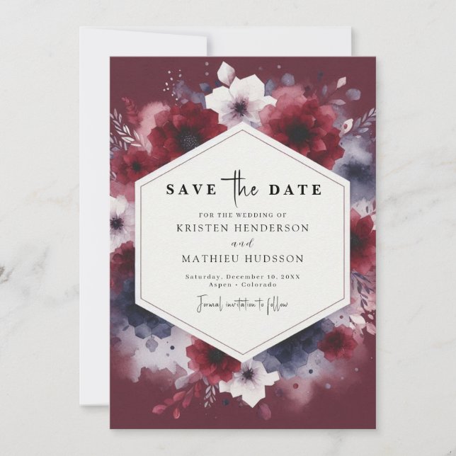 Save The Date Rustique Printable Bourgogne (Devant)