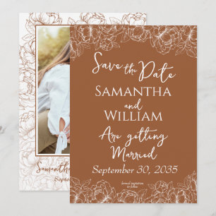 Save The Date Rustique Terracotta Boho Floral Moderne Photo Mari