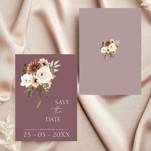 Save The Date Rustique violet et Pêcher Mariage floral