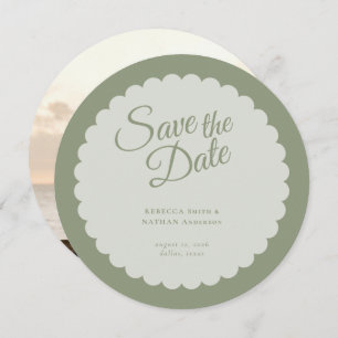 Save The Date Sage classique Vert Script Mariage de saint Jacque