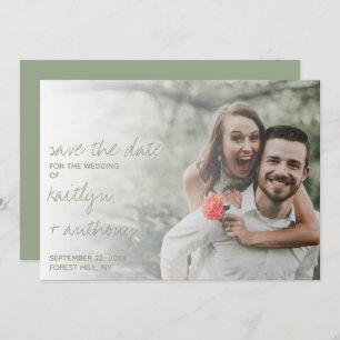 Save The Date Sage de script moderne Vert photo minimaliste