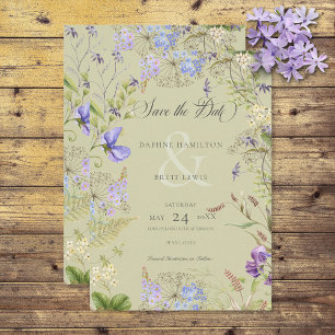 Save The Date Sage Fleur sauvage rustique Lavande & Sage
