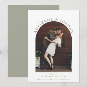 Save The Date Sage Green Arc moderne Photo Enregistrer la date