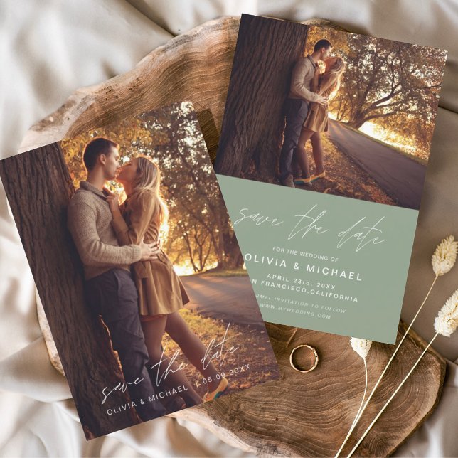 Save the Date Sage Green Handwriting Wedding (Von Creator hochgeladen)