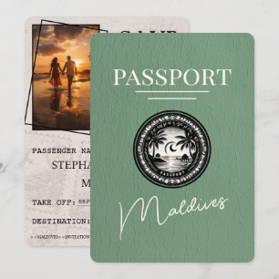 Save The Date Sage Green Maldives Passeport Enregistrer La Date