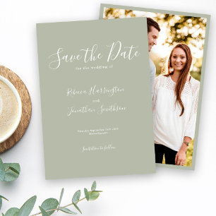 Save The Date Sage Green Minimal Wedding Enregistrer La Date