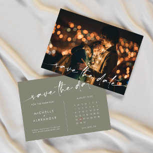 Save The Date Sage Green Minimaliste Mariage Enregistrer La Cart