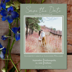 Save The Date Sage Green Minimaliste Photo Enregistrer La Date