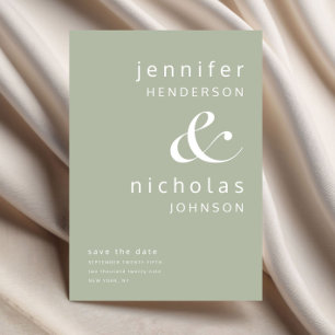 Save The Date Sage Green Moderne Ampersand Typographie Mariage