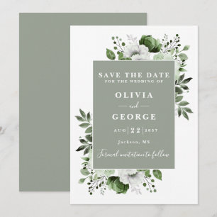 Save The Date Sage Green Moderne Aquarelle Mariage Floral