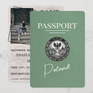 Save The Date Sage Green Pologne Passeport Enregistrer La Date