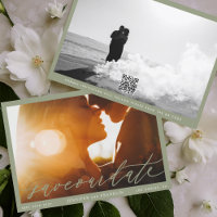 Sage Green QR Code encadré Photo Calligraphie