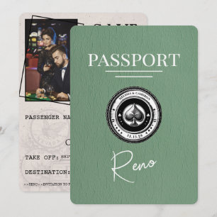 Save The Date Sage Green Reno Passeport Enregistrer La Date
