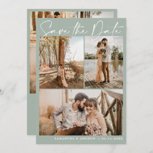 Save The Date Sage green script 6 mariage photo enregistrer la d