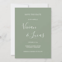 Sage Green Script Wedding Enregistrer la date