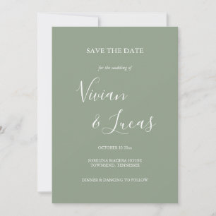 Save The Date Sage Green Script Wedding Enregistrer la date