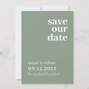 Save The Date Sage Green Simple Moderne Non Photo Mariage