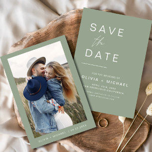 Save The Date Sage Green Wedding Enregistrer la Date Photo Minim