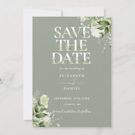 Save The Date Sage Greenery Floral Typographie Mariage