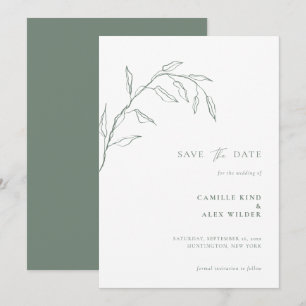Save The Date Sage Mariage de la feuille minimal botanique moder