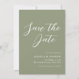 Save The Date Sage minimaliste vert & blanc Mariage simple