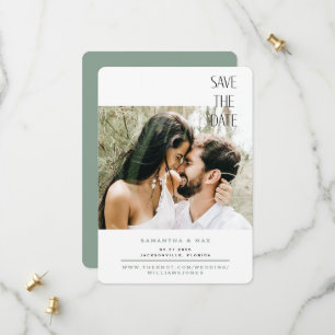 Save The Date Sage simple de deux photos arrondi Enregistrer la 
