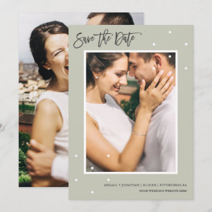 Save The Date Sage simple photo deux avec points Enregistrer la 