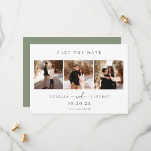 Save The Date Sage Vert minimaliste Photo Mariage Enregistrer La