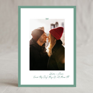 Save The Date Sage Vert Rétro Petit Nœud Photo Sauvegarder Ce Jo