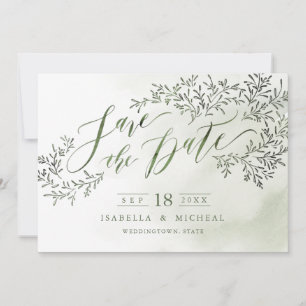Save The Date Sage vert rustique floral calligraphie enregistrer