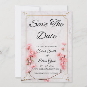 Save The Date Sakura Cherry Blossom Rose Flor Enregistrer La Car