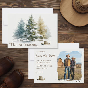 Save The Date Salut Photo Aquarelle Rustique Occidental