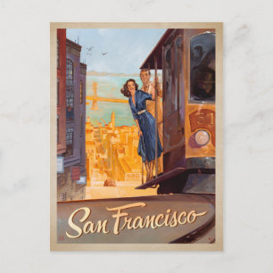 Save The Date San Francisco, CA - Trolly Ankündigungspostkarte