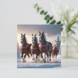 Save The Date Santas Chevaux de Neige de Noël,