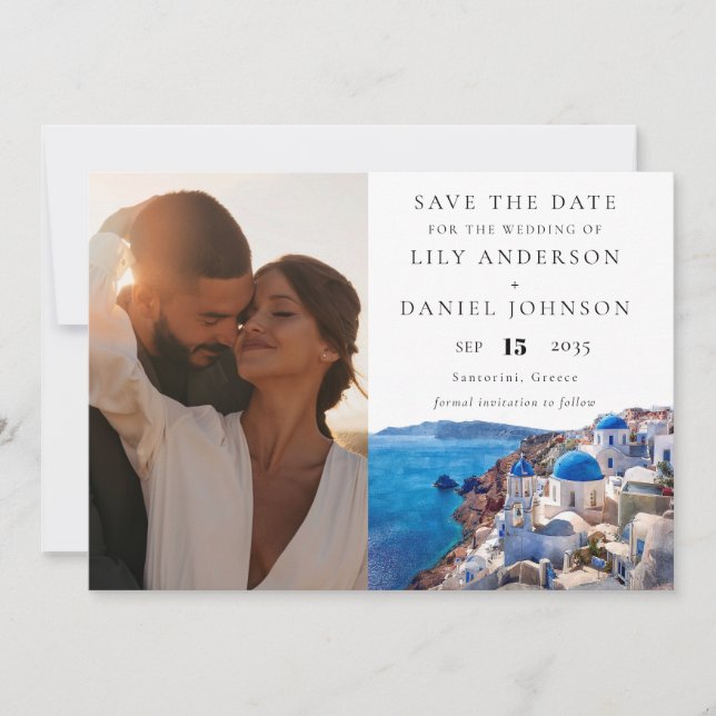 Save The Date Santorin Grèce Photo Destination Mariage (Devant)