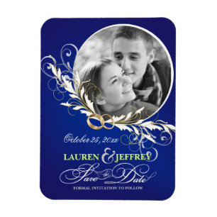 Save the Date Sapphire Blue Wedding Foto Magnete