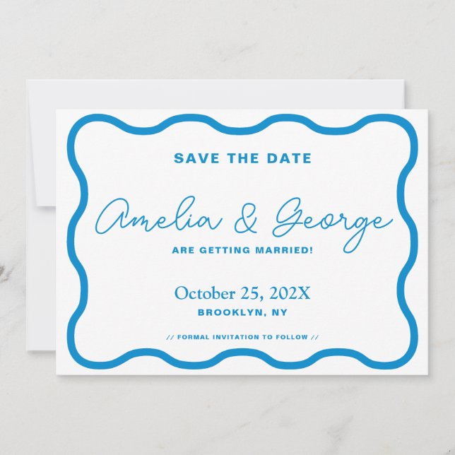 Save The Date Sapphire Wavy Retro (Devant)