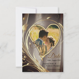 Save The Date Satin Brun et Éclat de Fleur Splendide