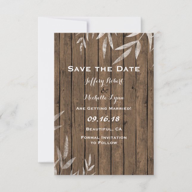 Save The Date Saule rustique sur Mariage de bois (Devant)