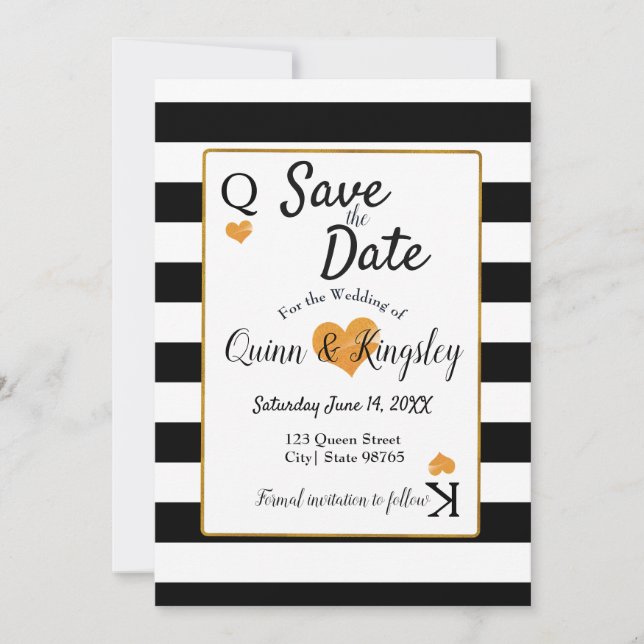 Save The Date Sauvegarder la date Bandes noires et blanches avec (Devant)