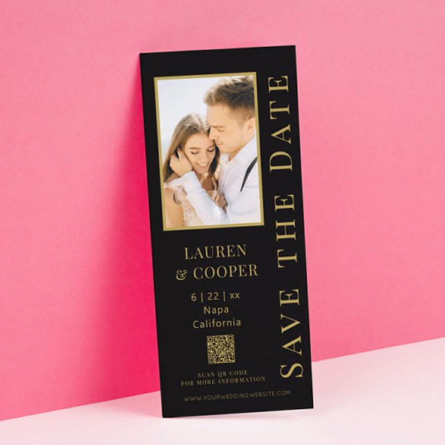 Save The Date Sauvegarder la date Code QR or noir Mariage modern (Créateur téléchargé)