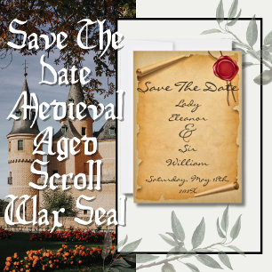 Save The Date Sauvegarder la date du parchemin âgé médiéval avec