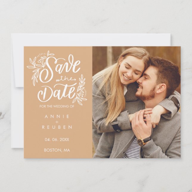 Save The Date Sauvegarder la Date Jolie Écriture Manuscrite Phot (Devant)