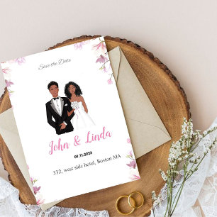 Save The Date Sauvegarder la date, mariage, couple noir, 