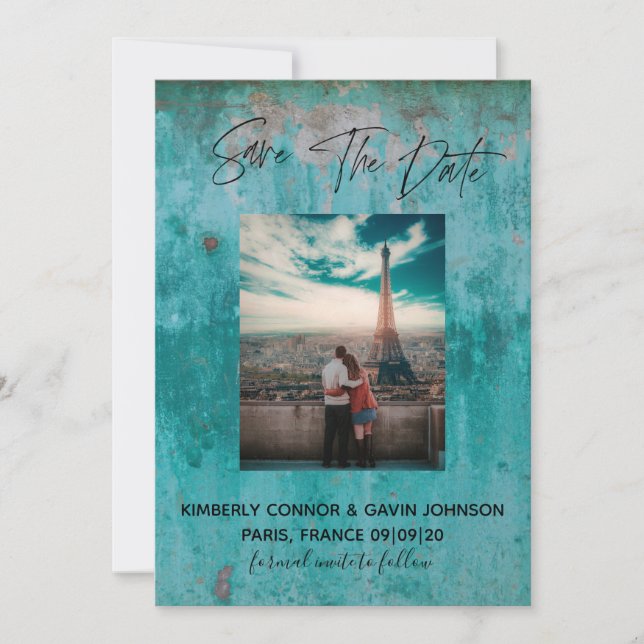 Save The Date Sauvegarder la date | Turquoise Rouille (Devant)
