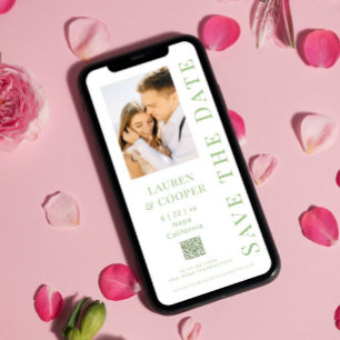 Save The Date Sauvegarder la date Vert Sauge Code QR Mariage Mod