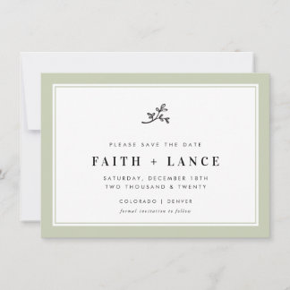 Save The Date SAUVEGARDEZ LA DATE moderne simple sauge vert
