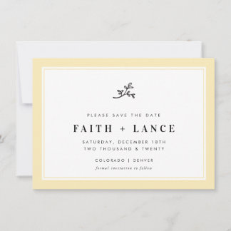 Save The Date SAUVEGARDEZ LA DATE moderne sprig simple jaune cit